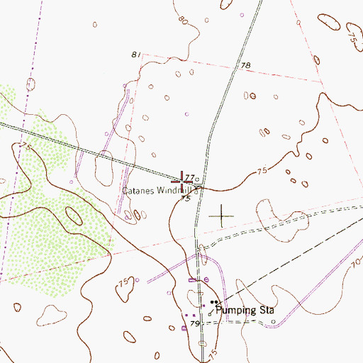 Topographic Map of Catanes Windmill, TX