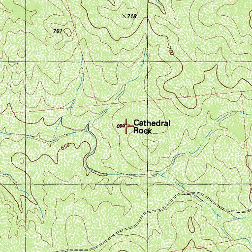 Topographic Map of Cathedral Rock, TX