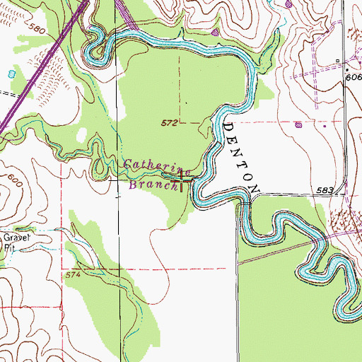 Topographic Map of Catherine Branch, TX