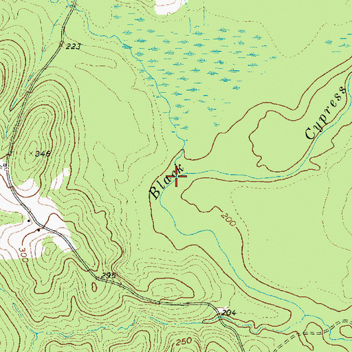 Topographic Map of Cattail Creek, TX