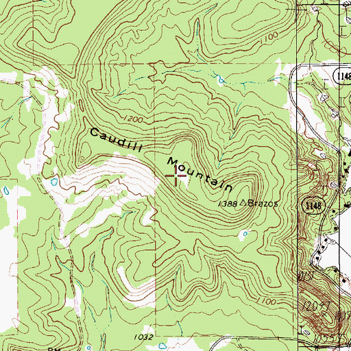 Topographic Map of Caudill Mountain, TX
