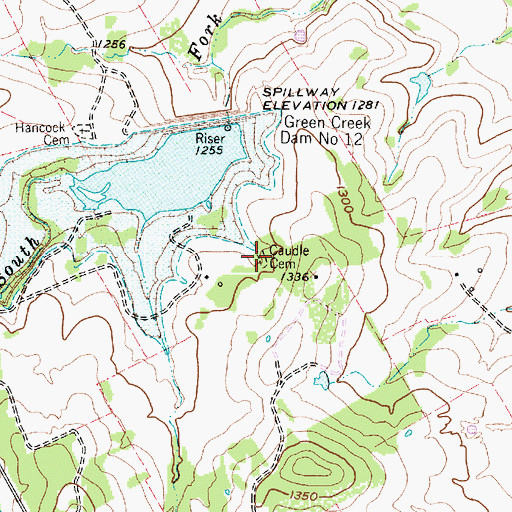 Topographic Map of Caudle Cemetery, TX