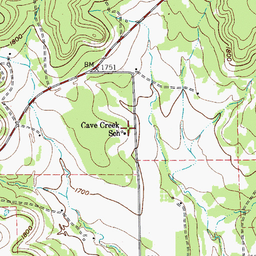 Topographic Map of Cave Creek School, TX