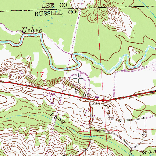 Topographic Map of East Alabama Motor Speedway, AL