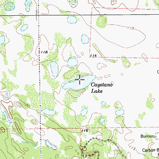 Topographic Map of Cayetano Lake, TX