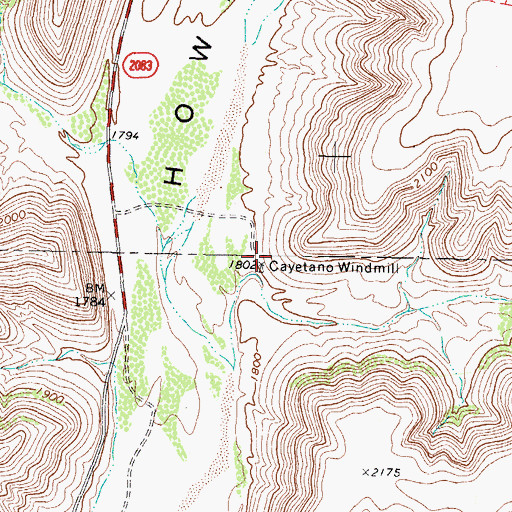 Topographic Map of Cayetano Windmill, TX