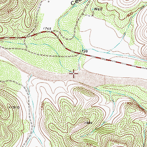 Topographic Map of Cedar Bluff Canyon, TX