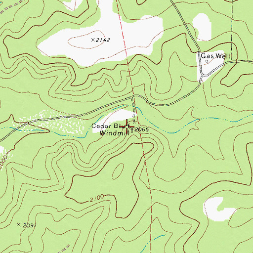 Topographic Map of Cedar Bluff Windmill, TX