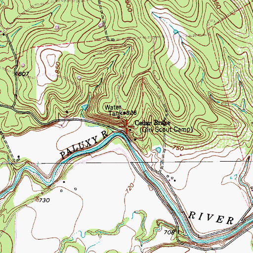 Topographic Map of Cedar Brake, TX