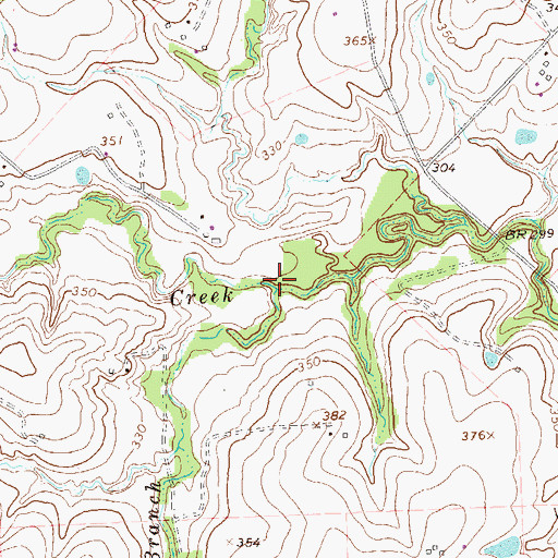 Topographic Map of Cedar Branch, TX
