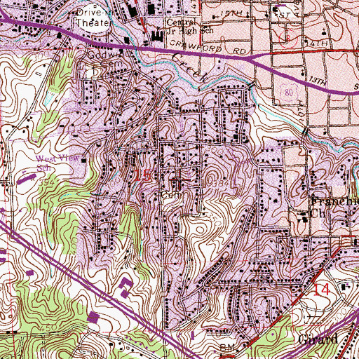 Topographic Map of Enterprise Baptist Church, AL