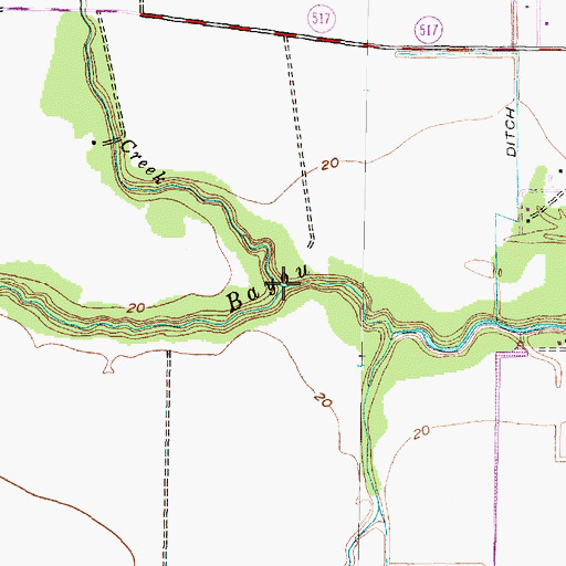 Topographic Map of Cedar Creek, TX