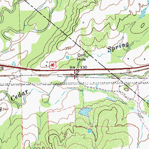 Topographic Map of Cedar Creek, TX