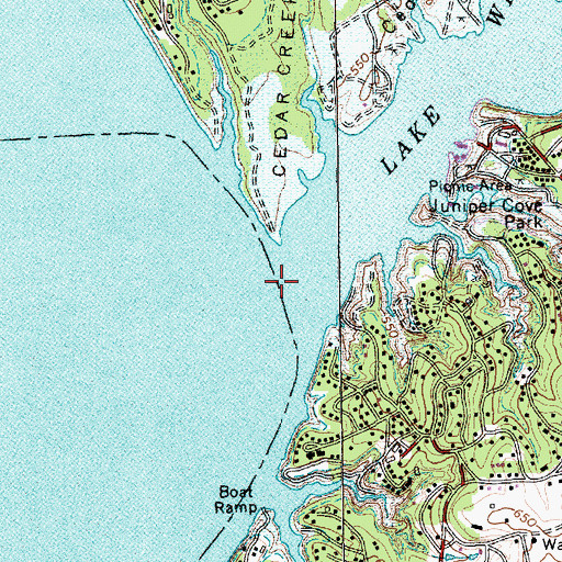 Topographic Map of Cedar Creek, TX