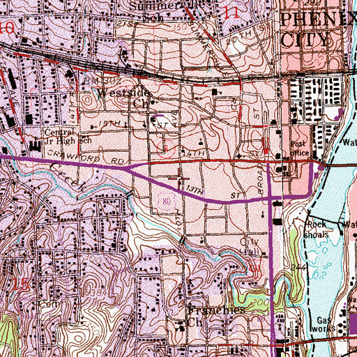 Topographic Map of First Assembly of God Church, AL