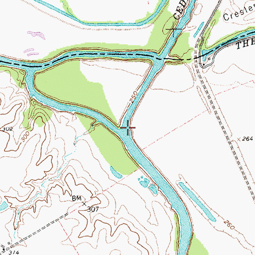 Topographic Map of Cedar Creek, TX