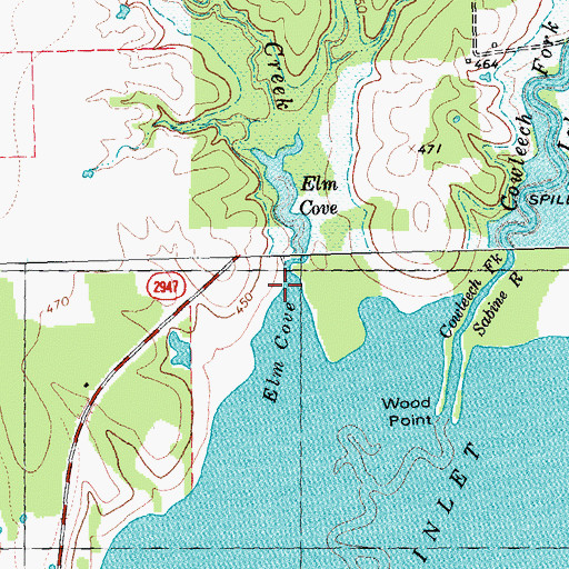 Topographic Map of Cedar Creek, TX