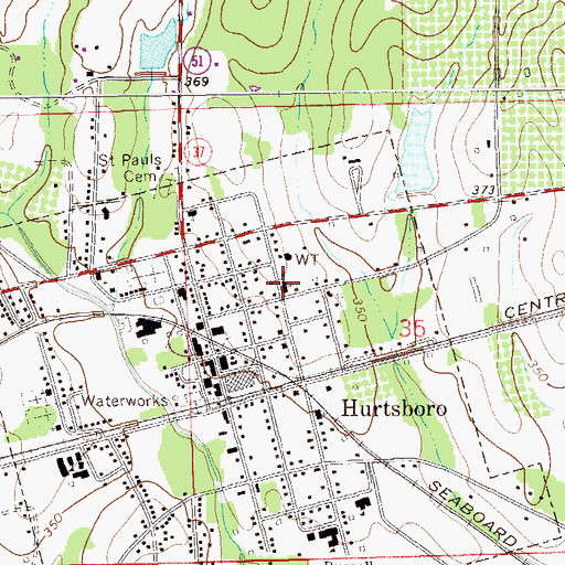Topographic Map of First Baptist Church, AL