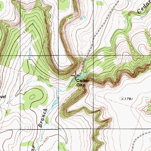 Topographic Map of Cedar Gap, TX