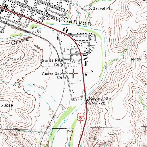 Topographic Map of Cedar Grove Cemetery, TX