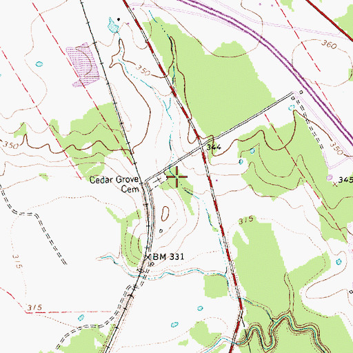 Topographic Map of Cedar Grove Cemetery, TX