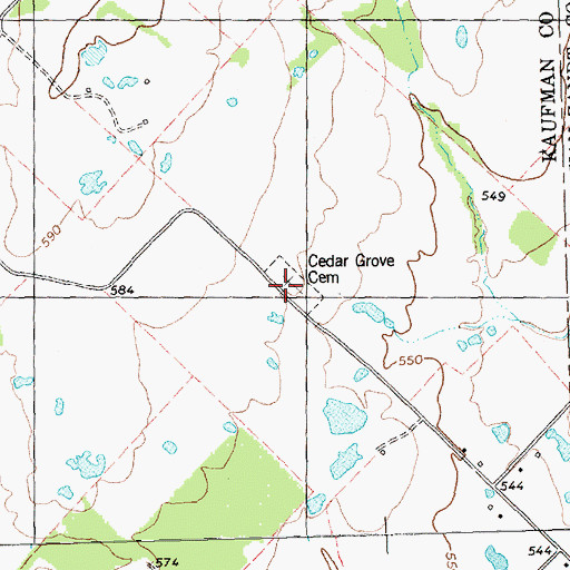 Topographic Map of Cedar Grove Cemetery, TX