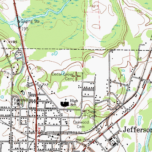 Topographic Map of Cedar Grove Cemetery, TX