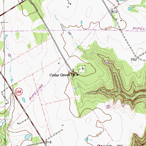 Topographic Map of Cedar Grove Church, TX