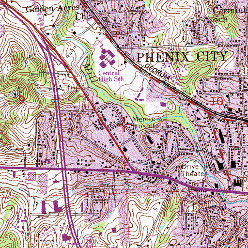 Topographic Map of First Christian Church, AL