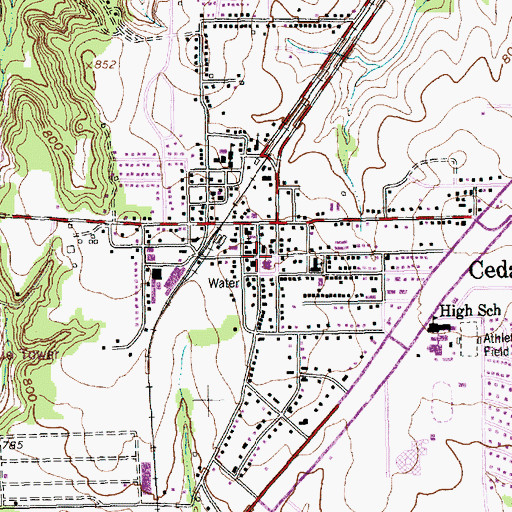 Topographic Map of Cedar Hill, TX