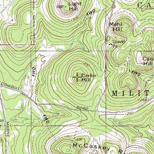 Topographic Map of Cedar Hill, TX