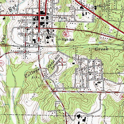 Topographic Map of Cedar Hill Cemetery, TX