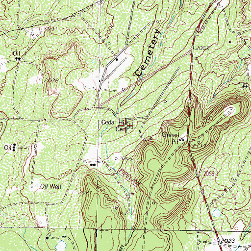Topographic Map of Cedar Hill Cemetery, TX