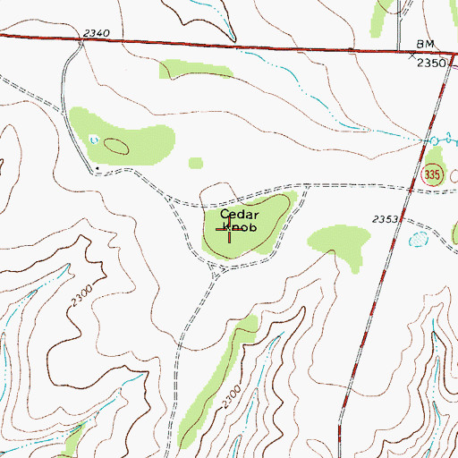 Topographic Map of Cedar Knob, TX