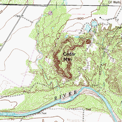 Topographic Map of Cedar Mountain, TX