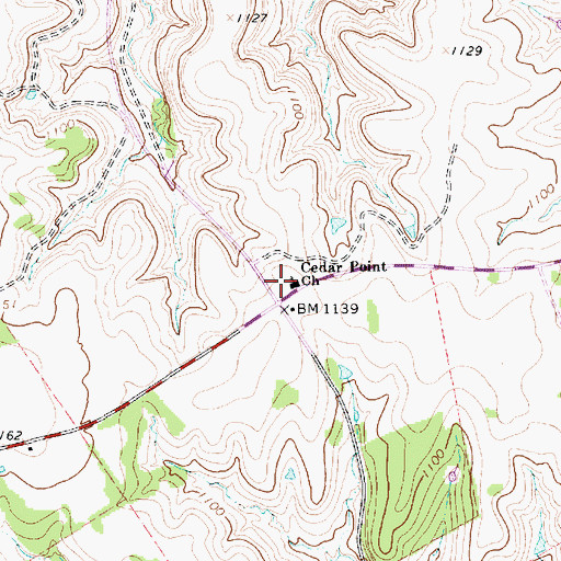 Topographic Map of Cedar Point Church, TX