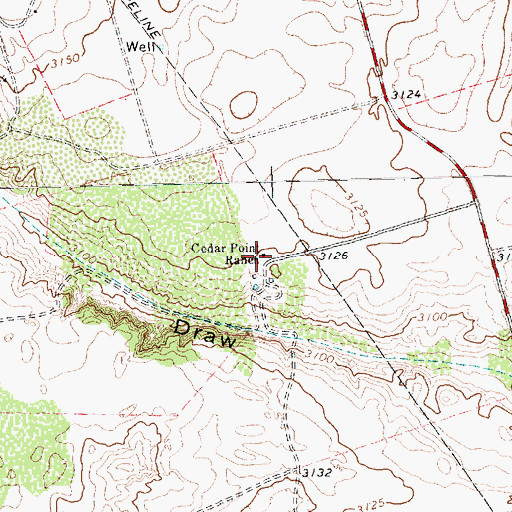 Topographic Map of Cedar Point Ranch, TX
