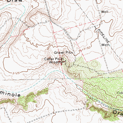 Topographic Map of Cedar Point Windmill, TX
