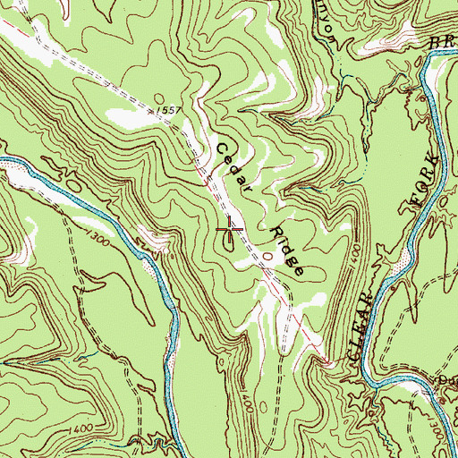 Topographic Map of Cedar Ridge, TX