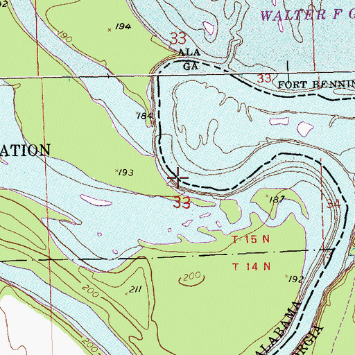 Topographic Map of Fitzsimmons Landing (historical), AL