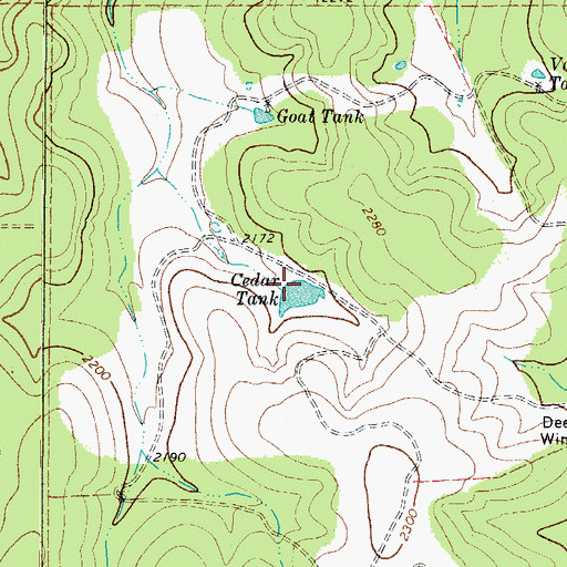 Topographic Map of Cedar Tank, TX
