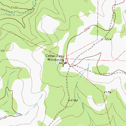 Topographic Map of Cedar Tank Windmills, TX