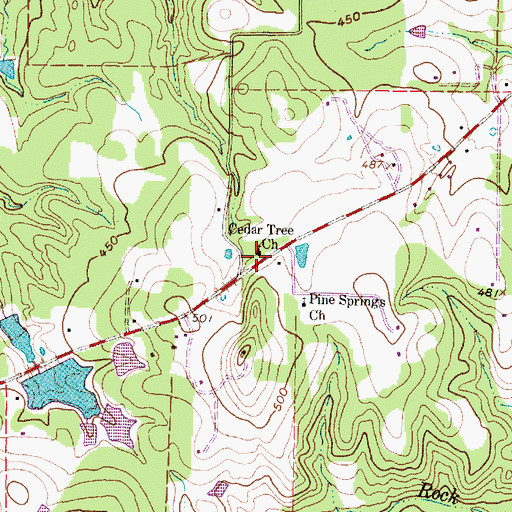 Topographic Map of Cedar Tree Church, TX