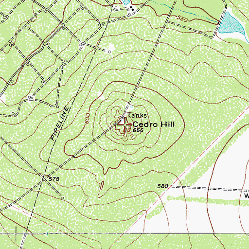 Topographic Map of Cedro Hill, TX