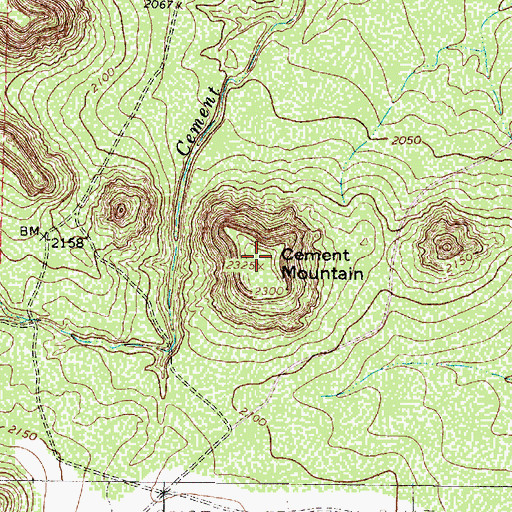 Topographic Map of Cement Mountain, TX