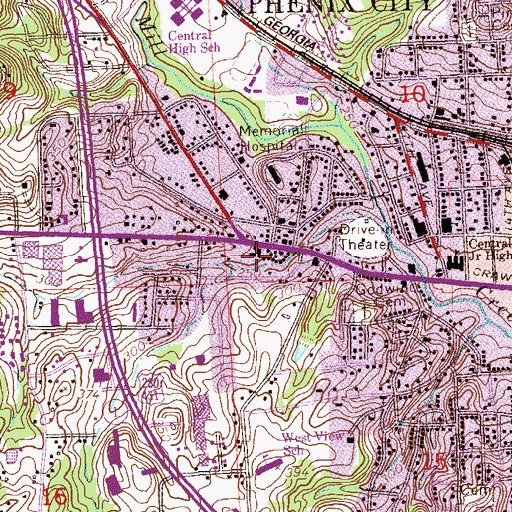 Topographic Map of Fosters Shopping Center, AL