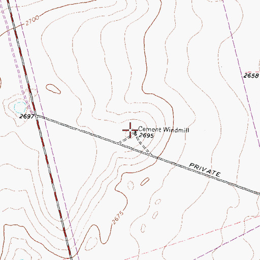 Topographic Map of Cement Windmill, TX