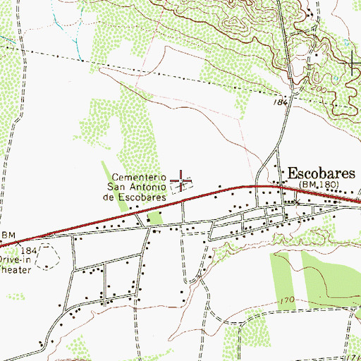 Topographic Map of Cementerio San Antonio de Escobares, TX