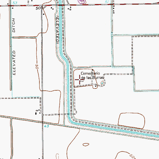 Topographic Map of Cementerio de las Burras, TX
