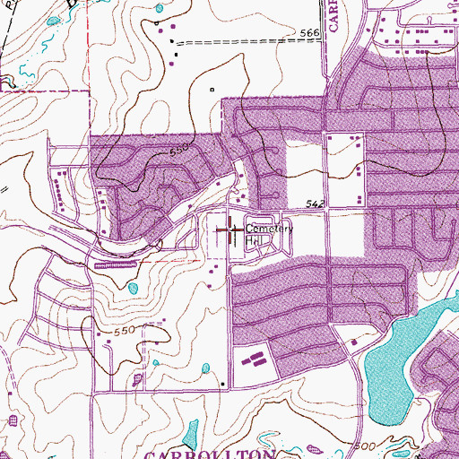 Topographic Map of Cemetery Hill, TX